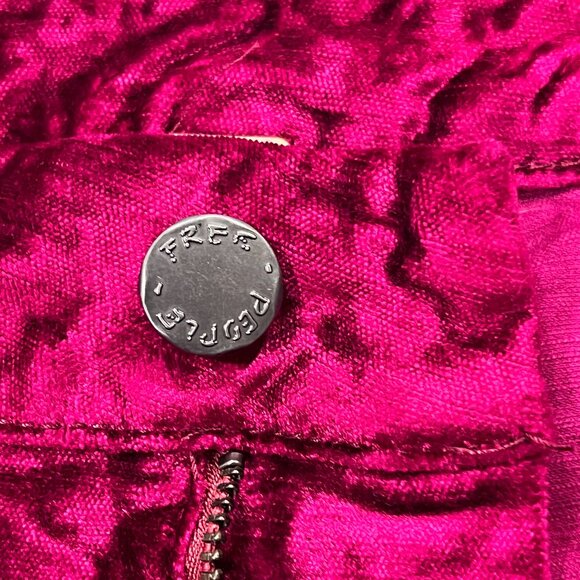 Free People Crushed Velvet Cropped Flared Pants, Magenta, 31 - Picture 7 of 13